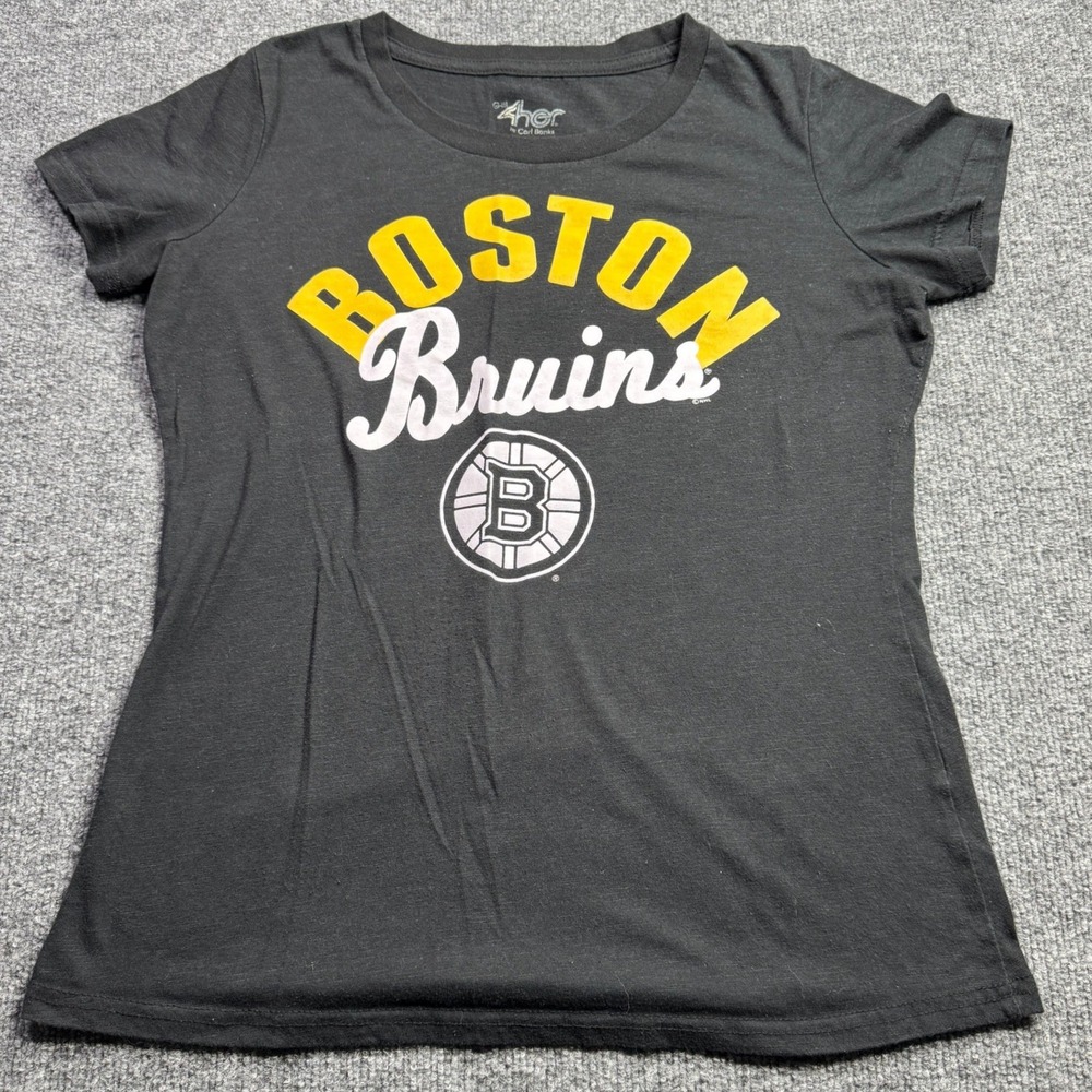 Boston Bruins GIII 4Her T Shirt Womens L Black NHL Hockey Fan‎ Gear